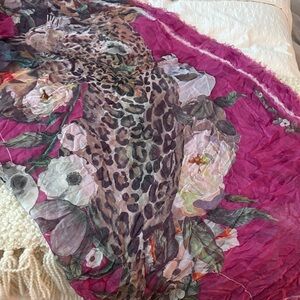 Floral Leopard Print Scarf